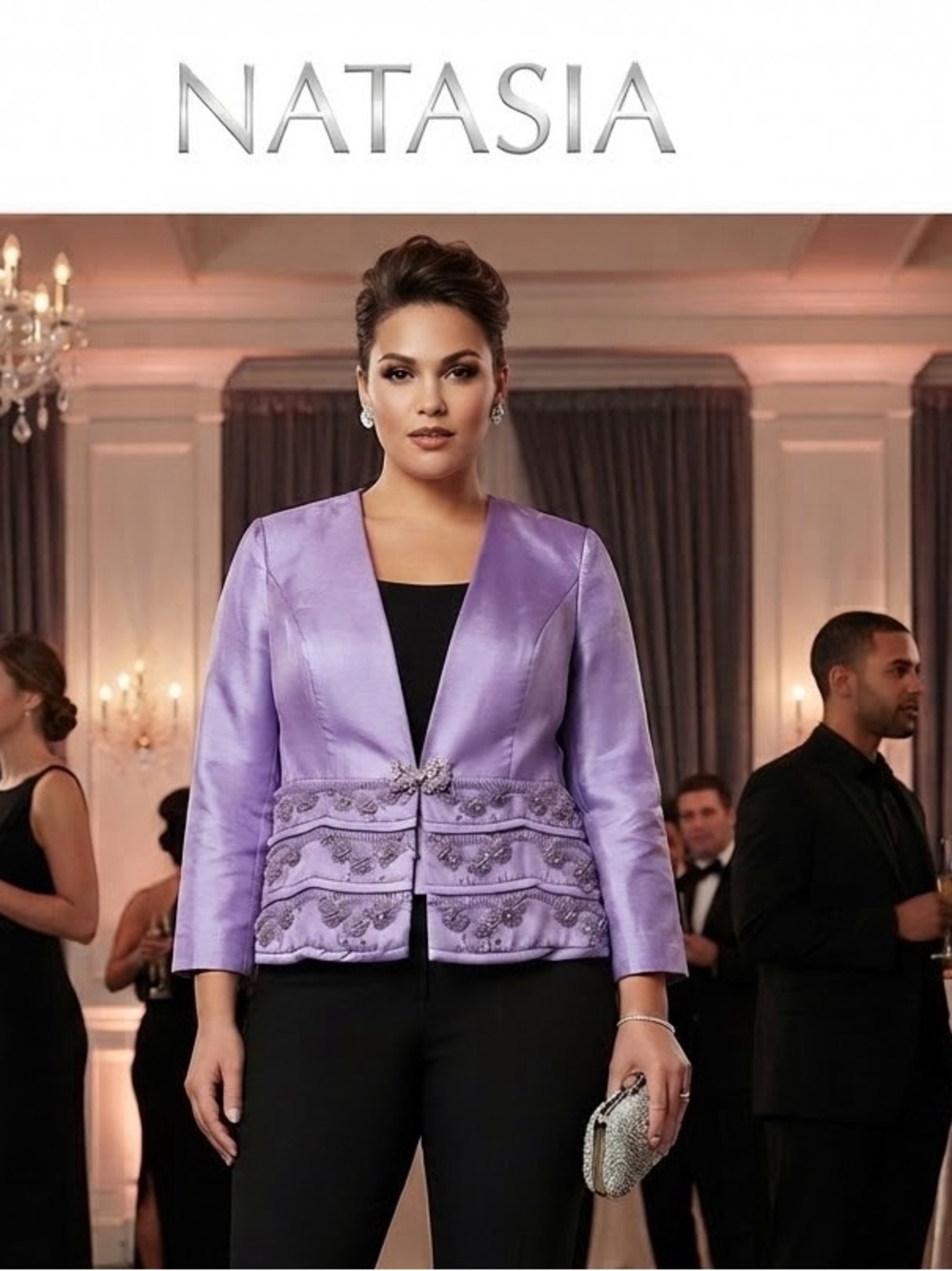 Natasia Lavender Embellished Evening Jacket